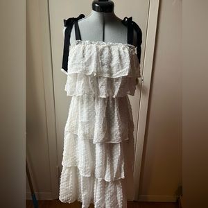 J Crew White Eyelet Tiered Dress